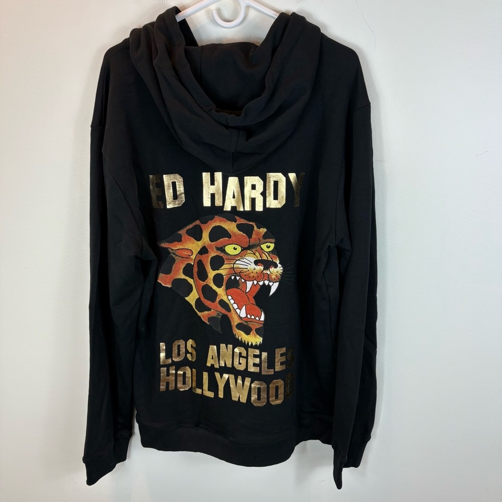 ED HARDY Los Angeles Hollywood Cheetah Hoodie Sweatshirt